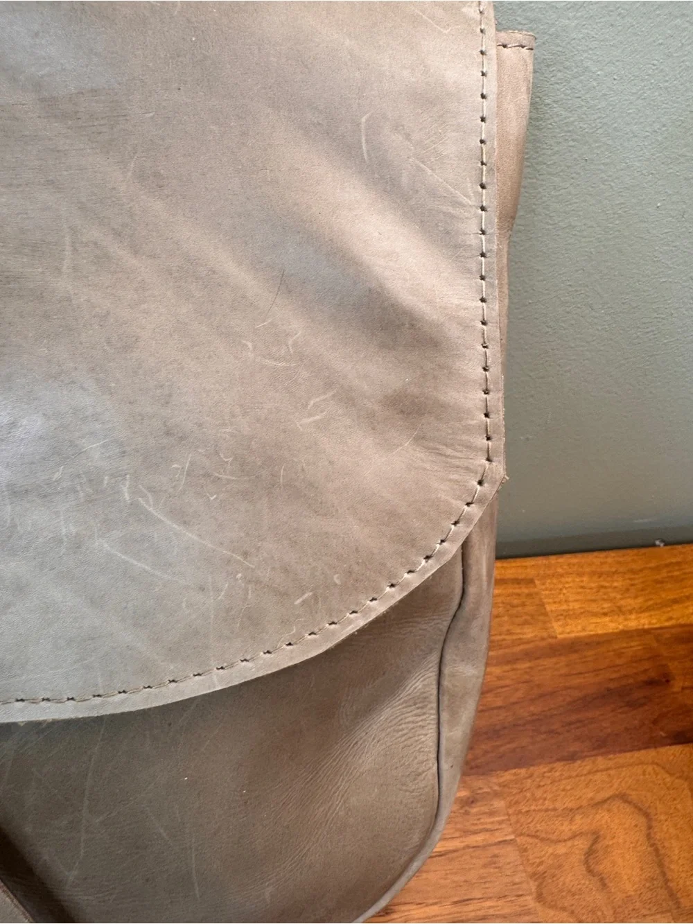 Raven + Lily Gray Taupe Leather Tassel Backpack Classic